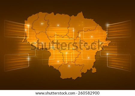 Lithuania Map World map News Communication delivery yellow orange