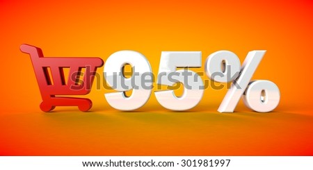 95  percent discount shopping cart Online Store Coupon 3D orange