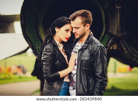 fashion portrait of young sensual couple spring. Love and relationships