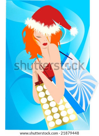  girl with red hair. Illustration 
