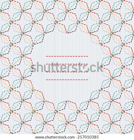 Traditional Japanese Embroidery Ornament with rhombs and sakura flower. Seamless pattern. Sashiko motif - diamonds. Abstract backdrop. Needlework texture. Can be used as seamless pattern.