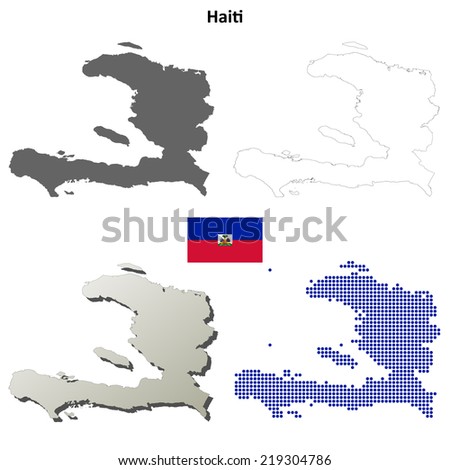 Haiti blank detailed outline map set - jpeg version