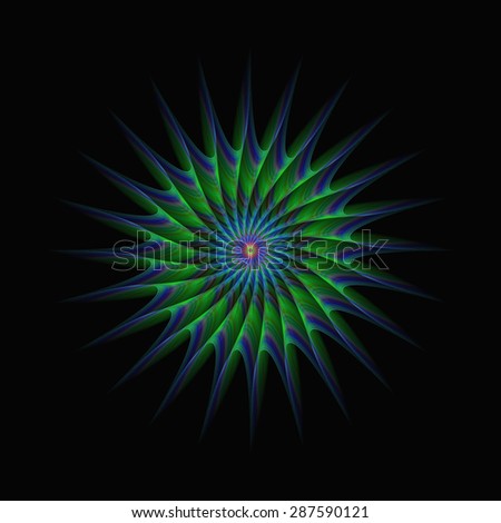 Green and blue smooth star fractal abstract