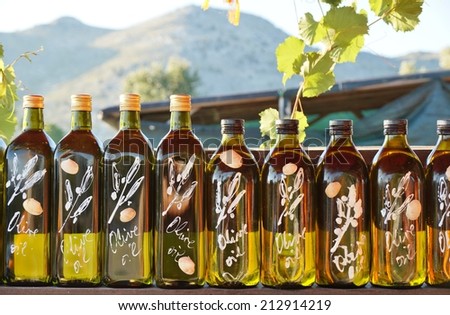 Artisanal olive oil in recycled bottles