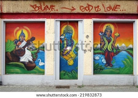 BERLIN, GERMANY -- 21 JULY 2014 -- Colorful tags and graffiti murals line the streets of the German capital. Berlin has been called the \