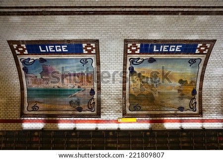 PARIS, FRANCE -- 28 SEPTEMBER 2014 -- The Liege station, on Line 13 of the Paris Metro subway system, opened in 1911. It was renamed after World War I in honor of the battle of Liege in Belgium.