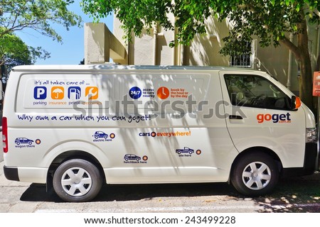 SYDNEY, AUSTRALIA --15 DECEMBER 2014-- GoGet CarShare, the first car sharing service launched in Australia in 2003, operates in Sydney, Melbourne, Brisbane and Adelaide.