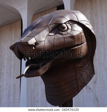 PRINCETON, NJ -13 MARCH 2015- Editorial: The Circle of Animals/Zodiac Heads sculptures by Chinese artist Ai Weiwei are displayed on Princeton University\'s Scudder Plaza, in front of Robertson Hall.