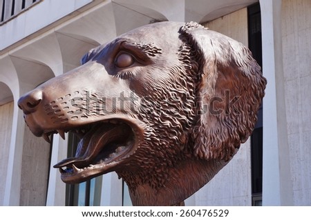 PRINCETON, NJ -13 MARCH 2015- Editorial: The Circle of Animals/Zodiac Heads sculptures by Chinese artist Ai Weiwei are displayed on Princeton University\'s Scudder Plaza, in front of Robertson Hall.