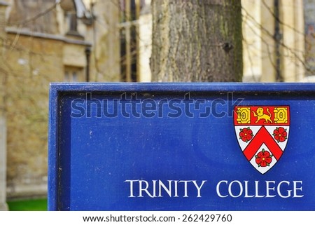 CAMBRIDGE, ENGLAND -15 MARCH 2015- Editorial: Founded in 1546 by King Henry VIII, Trinity College is the largest college at the University of Cambridge and counts about 700 undergraduate students.