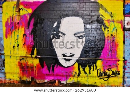 LONDON, ENGLAND -12 MARCH 2015- Editorial: On March 8, the Femme Fierce female street artist collective took over the Leake Streetâ??s Graffiti Tunnel on in honor of International Womenâ??s Day.