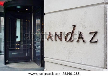 LONDON, ENGLAND -13 MARCH 2015- Editorial: Launched in 2007, Andaz is an upscale-boutique hotel chain owned by Hyatt Hotels Corporation. The first Andaz opened in London.
