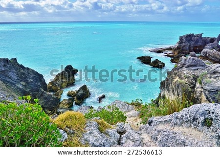 SOUTHAMPTON, BERMUDA â??14 FEBRUARY 2015â?? Elbow, Coral, Astwood Cove, Warwick Long Bay and Horseshoe Bay are beaches with turquoise water and pink sand located on the Southeast of Bermuda.