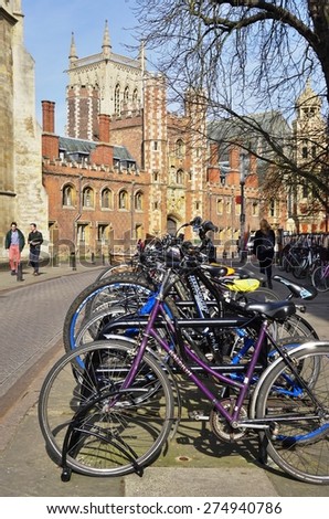 CAMBRIDGE, ENGLAND -12 MARCH 2015- The city of Cambridge, located in East Anglia on the river Cam in England, is home to the University of Cambridge founded in 1209.