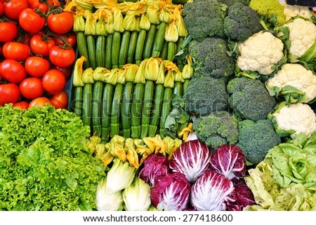 Colorful spring vegetable at an Italian farmers market