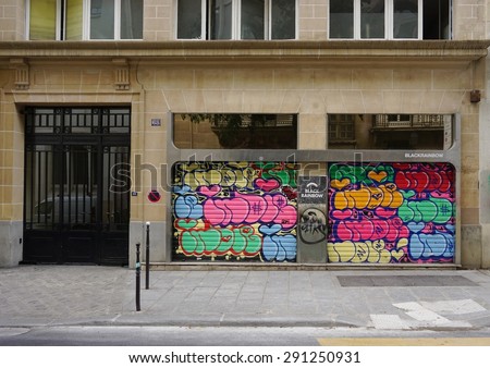 PARIS, FRANCE -15 JUNE 2015- Street art around the rue du Temple and rue Vieille du Temple if the 3rd and 4th arrondissements of the French capital.