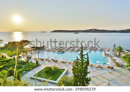 VOULIAGMENI, GREECE -13 JULY 2015- The Astir Palace hotel complex (Westin and Arion), located on the upscale Vouliagmeni peninsula outside of Athens, is up for sale as part of the privatization plan.
