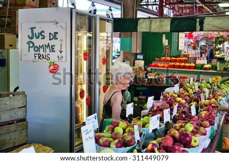 MONTREAL, CANADA -18 AUGUST 2015- The Marche Jean-Talon is a covered farmers market located in the Little Italy (Petite Italie) district of Montreal.
