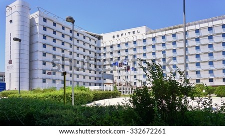 ATHENS, GREECE -22 JULY 2015- The Sofitel hotel at the Athens International Airport Eleftherios Venizelos (ATH). Greece is a major tourist destination in Europe.
