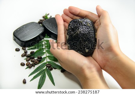 Coffee Soap for scrub and skin care on the hand