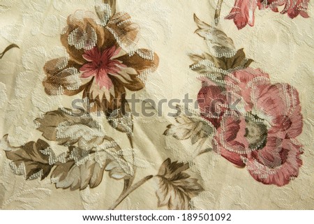 Rose pattern on fabric texture for background,close up