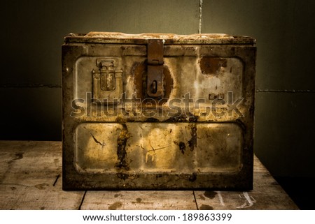 Still life with old box is rust for vintage