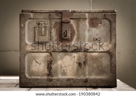 Still life with old box is rust for vintage ,Close up