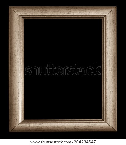 Wooden frame  classic color picture frame isolated on black