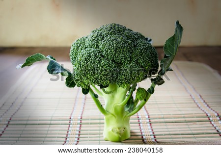 Fresh raw broccoli on table,organic vegetable