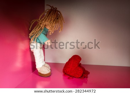 Girl doll with heart still life art photography love concept