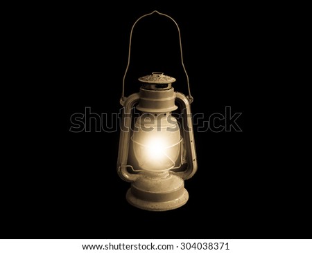 Old lamp isolated on black  background