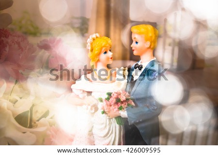 Wedding doll with rose,Love concept,Vintage