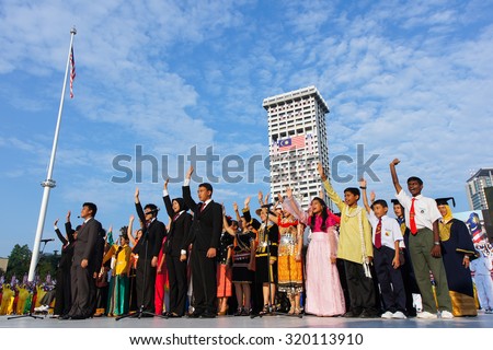 KUALA LUMPUR, MALAYSIA - 31ST AUGUST 2012;Malaysians participate in National Day and Malaysia Day parade, celebrating the 55th anniversary of independence on August 31, 2012 in Kuala Lumpur, Malaysia.