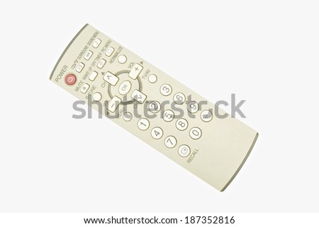 Old remote control for television put tilt isolated with white background.
