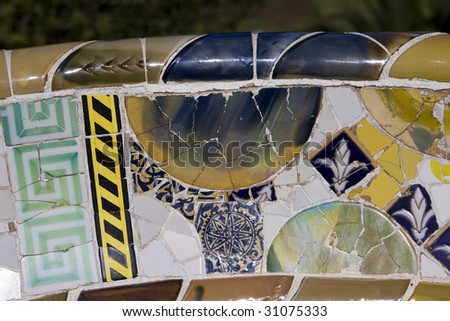 view on mosaic wall from ceramic broken tile