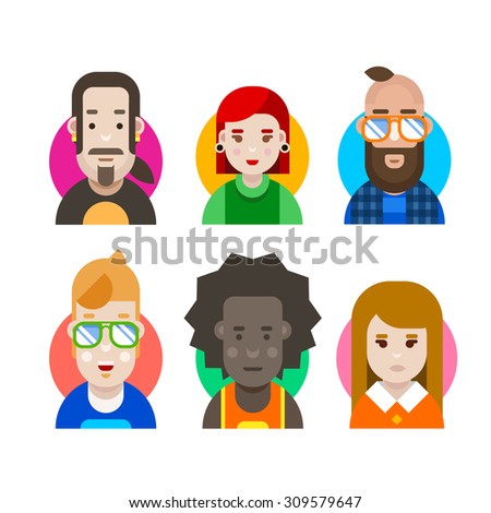 Creative crew. People characters for creating original art products. Men and women, girls and boys avatars. Design studio workers, young modern people in color vector flat illustration