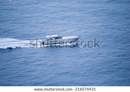 Fast boat in open sea