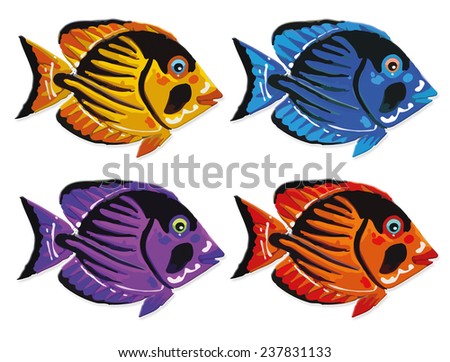 four design of colorful fish