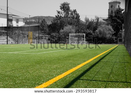 Football field with synthetic grass
