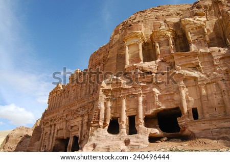 Carved Buildings in Sandstone - Petra - Jordan