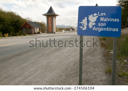 Political Sign in Ushuaia: The Falkland Islands Belong to Argentina