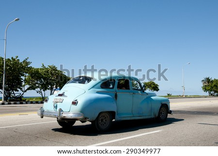 HAVANA, CUBA - June 7, 2015: Classic vintage Ford automobile in Old Havana