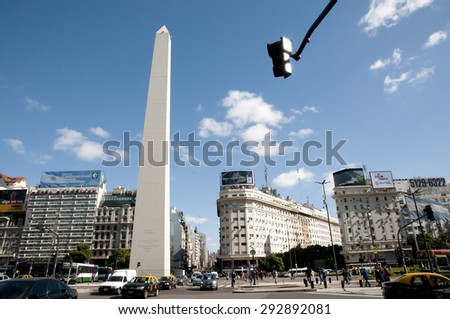 BUENOS AIRES, ARGENTINA - May 6, 2015: Icon of Buenos Aires in the Plaza de la Republica built in 1936