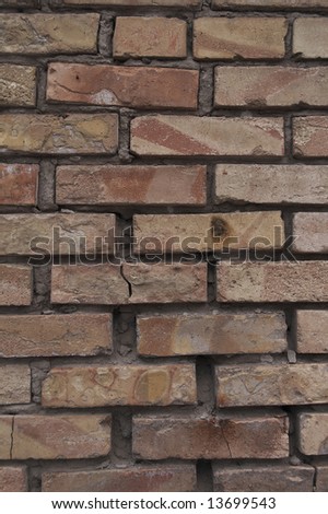 accent brickwork! Old wall from CEMENT and bricks