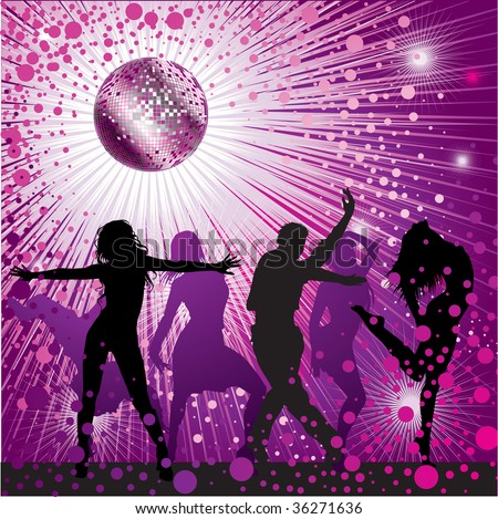stock vector : Vector background with people dancing in night-club, 