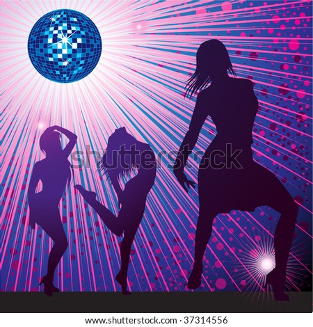 stock photo : RASTER background with people dancing in night-club, 