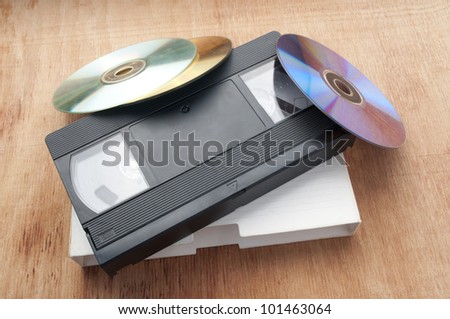 VHS video cassettes and compact disks