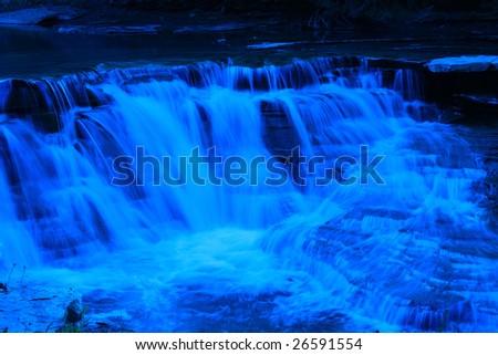 Blue filter was used to take this picture of a beautiful little falls.