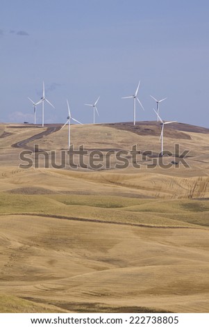 Wind turbines along top of ridge, Palouse Valley, eastern Washington State
