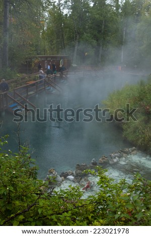 Natural hot springs pool at Liard Hot Springs, British Columbia, Canada